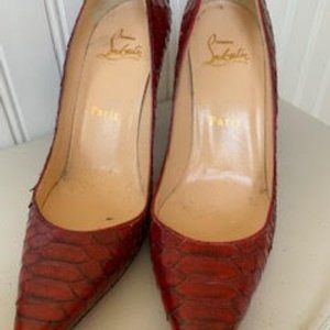 Christian Louboutin Red Python Pumps